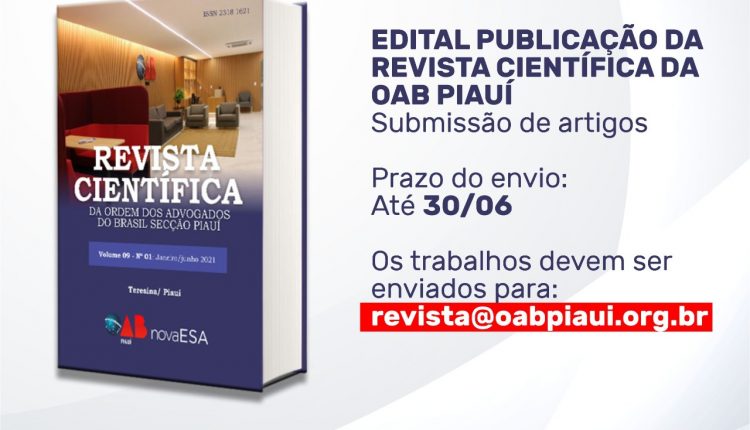 Últimos dias para enviar os artigos da Revista Científica da OAB-PI