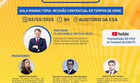 Aula Magna marcará início do ano letivo das pós-graduações da ESA-PI