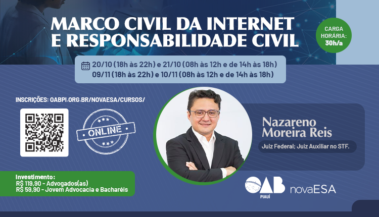 Juiz  o STF ministra curso sobre Marco Civil da Internet e responsabilidade civil na OAB-PI