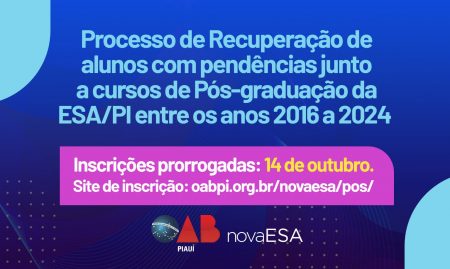 Prorrogação do prazo para adesão ao Processo de Recuperação de Alunos com Pendências até 14 de outubro